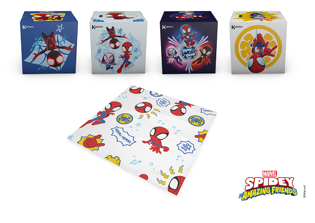 Spidey Taschentücher in der Würfelbox